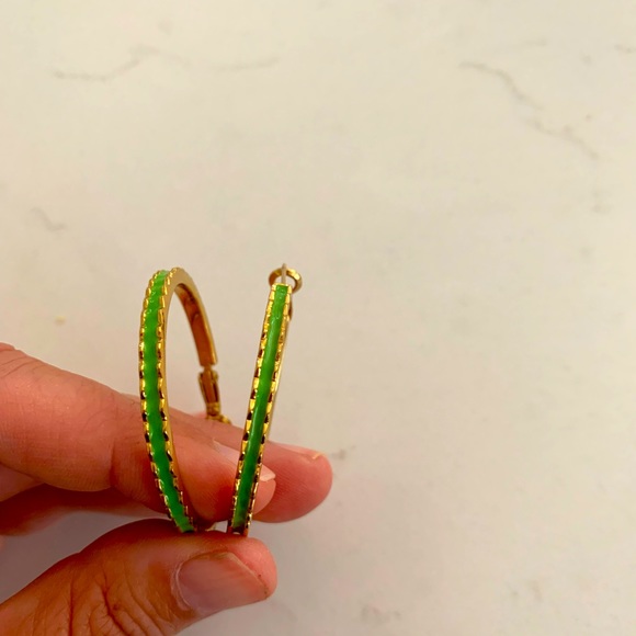 Kate Spade hoop earrings gold/green